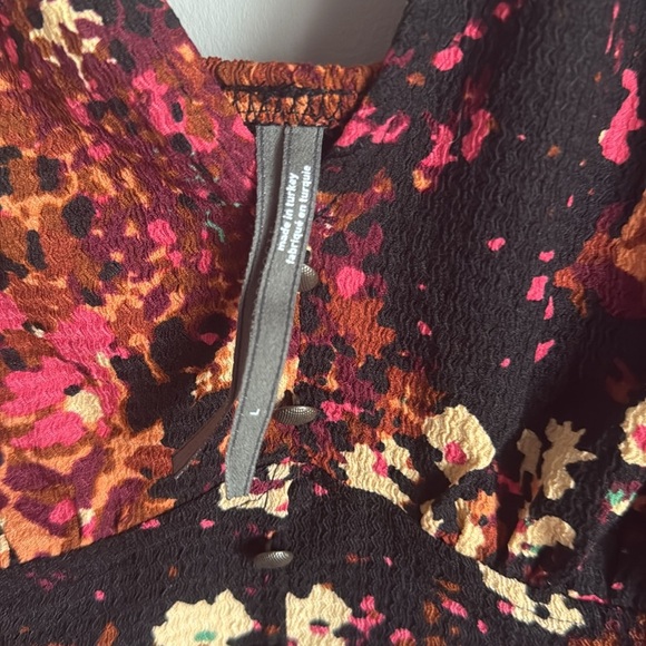 Anthropologie Balloon-Sleeve Blouse Open Back Tie Belt Top Multicolor - Picture 7 of 10